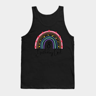 Rainbow Eight Year Girl Birthday Party Boho Family 8Th Year Tank Top